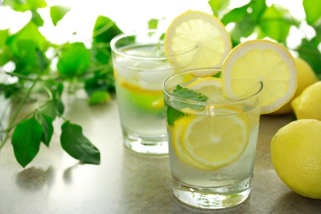 2 glasses of lemon water